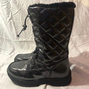 Kids Metallic Grey Snow Boots